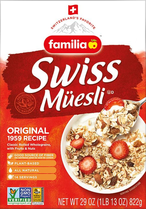 29 oz (Pack 3) Familia Swiss Muesli Cereal, Original Recipe with Fruit and Nuts - Enjoy Hot, Cold or as Overnight Oats