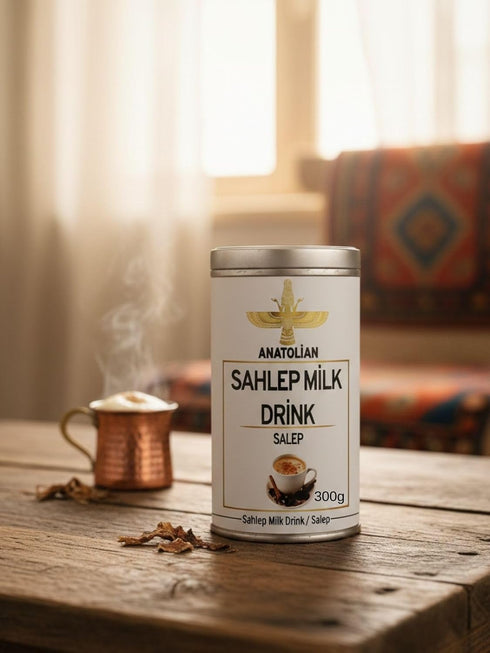 Airobazar 300gr Organic Sahlep Milk Drink, Traditional Turkish Salep Beverage Mix, Creamy Hot Drink Powder, Instant