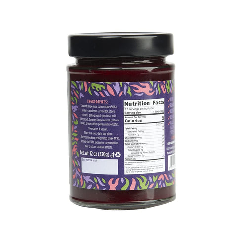 12oz 330g (Pack 1) GOOD GOOD Concord Grape Jelly Jam - No Added Sugar - Low Calorie - Gluten Free and Vegan - Diabetic