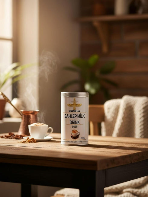 Airobazar 300gr Organic Sahlep Milk Drink, Traditional Turkish Salep Beverage Mix, Creamy Hot Drink Powder, Instant
