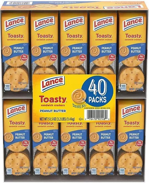 Adventure Home Lance Toasty Peanut Butter Sandwich Crackers, 1.29 oz., (40 Pack)+ shipping box