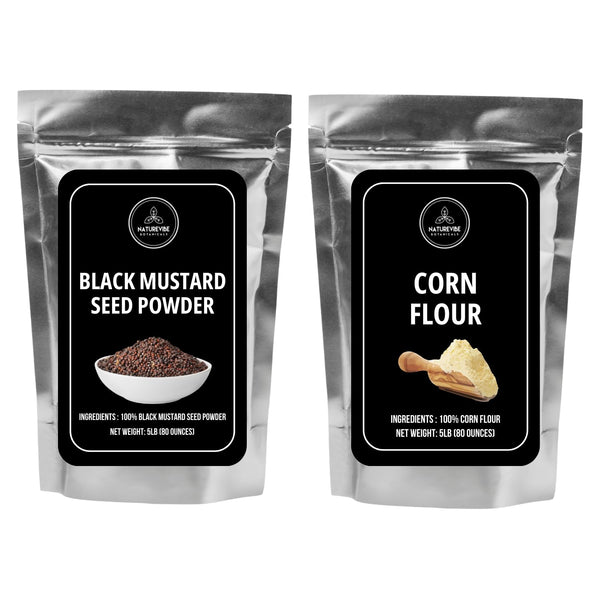 Naturevibe Botanicals Black Mustard Powder 5lb and Corn Flour 5lbs| Bulk Combo
