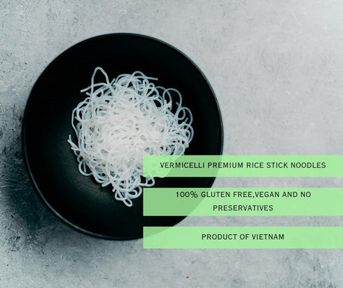 14oz (14Oz Pack 1) CAF Premium Vermicelli Rice Noodles, Rice Vermicelli, Bun Bo Hue, Rice Sticks