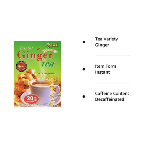 Honsei 18 g/0.63 oz., 20 Instant Ginger Honey Tea, Sachets