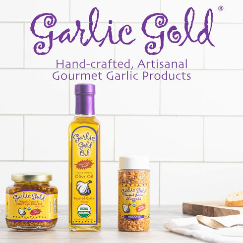 (250 mL, 2 Pack) Garlic Gold Extra Virgin Olive Oil Infused with Garlic, Premium Certified USDA Organic, Low FODMAP
