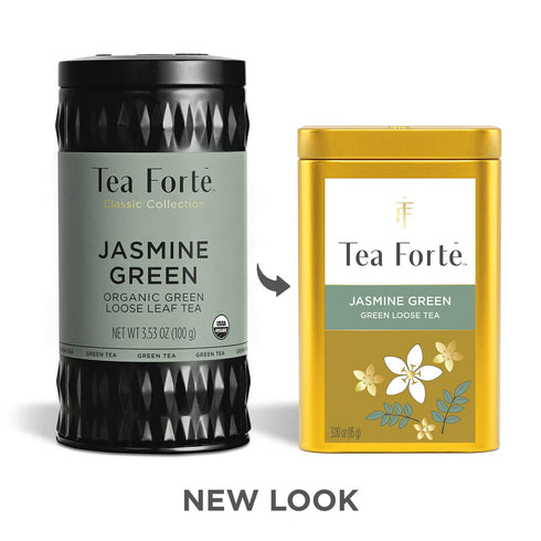 35-50 Tea Forte Jasmine Green Premium Loose Leaf Caffeinated Green Tea Blend Canister, Makes Cups