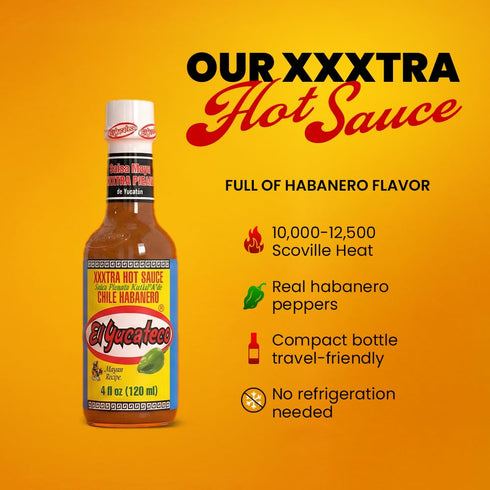 (4 oz /120 ml), (Pack 2) El Yucateco XXXtra Hot Habanero Sauce Authentic Mexican Chile Habanero Sauce, Extra Heat, fl