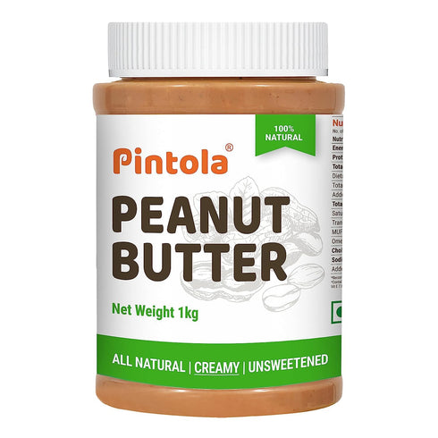 Pintola All Natural Peanut Butter (Creamy) (1kg (Pack of 1)) | Unsweetened
