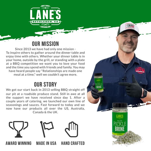 Pickle Brine Seasoning by Lane's, All-Natural for Meats, Veggies, Seafood, 16 oz (453g)