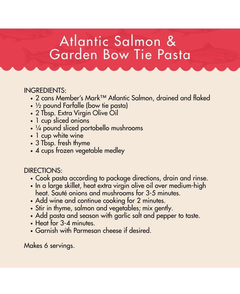 Generic 7 oz (Pack 5) Member Mark Canned Atlantic Salmon, of | Wild-Caught, Readyy-to-Eat High Protein Seafood |