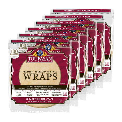 Toufayan Plain 12 Sandwich Tortilla Wraps | Bulk Foodservice Flatbread Soft, Flexible