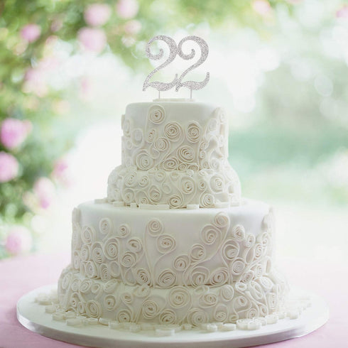 22 Years Birthday Cake Topper - Crystal Rhinestone 22nd Wedding Anniversary or 22 Years Old Decoration