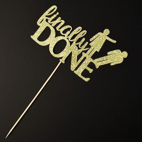 XIUHUBA Glitter Divorce Cake Topper, Finally Done, Gold Glitter, Divorce Party Decor