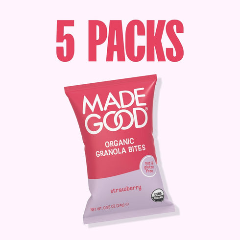 5ct 0.85oz MadeGood Organic Strawberry Granola Bites, x