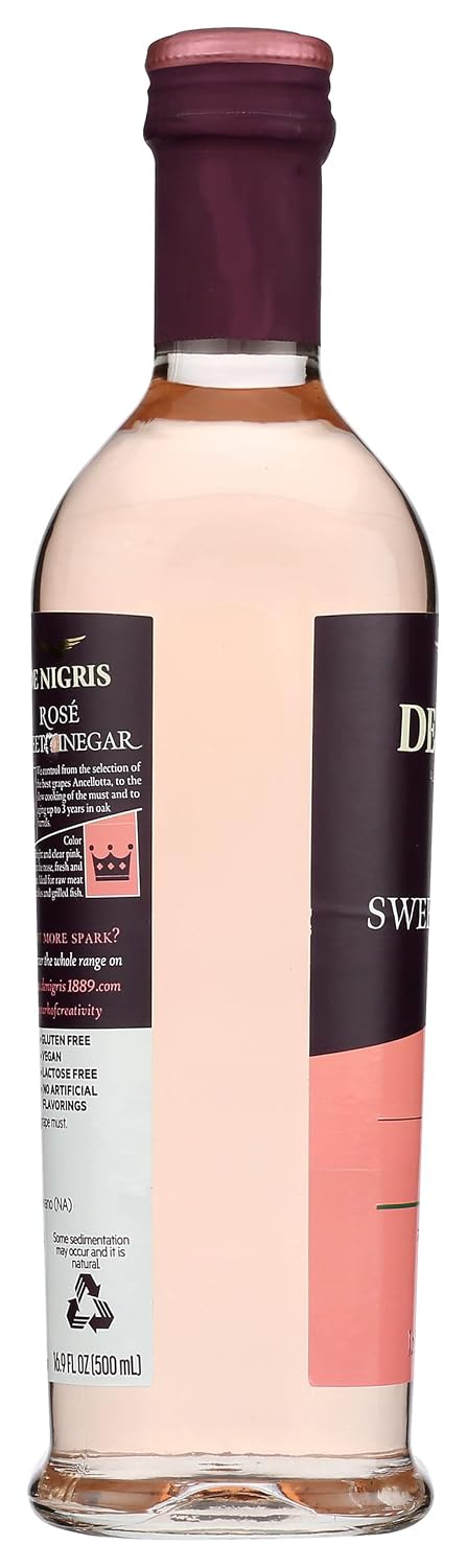 500 ML (Pack 6) De Nigris Sweet Rose Wine Vinegar, Non GMO