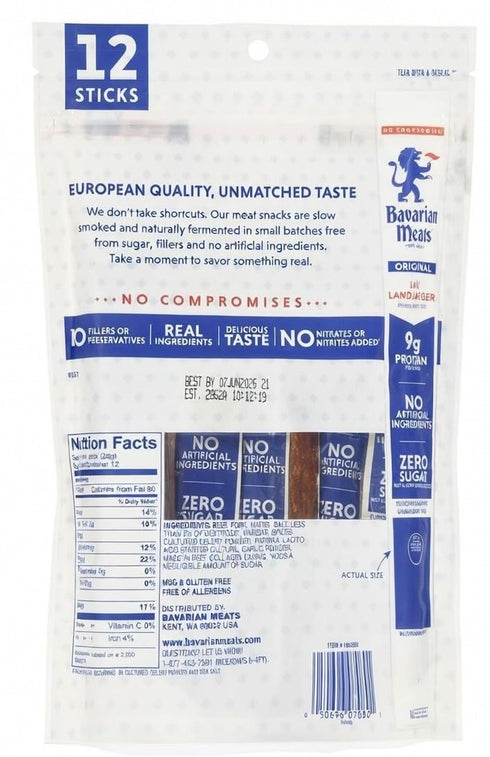 Generic 12 Count (Pack 2) Bavarian Meats Lil Landjaeger Original Per Bag