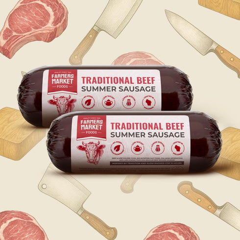 Summer Set, 12oz 2-Pack, Farmers Market, Gluten Free, Keto, Paleo, Low Sodium, Low Sugar, Sausage Gift Traditional Beef