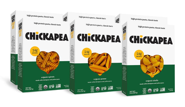 Chickapea Organic Chickpea Pasta - Spirals, Penne, Shells Variety Pack - 8