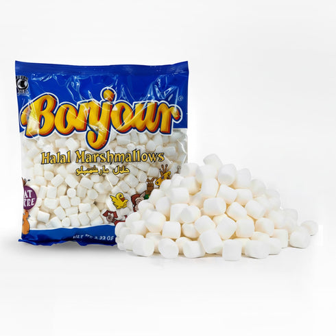 Bonjour Mini Marshmallows - Halal Gelatin, Low Fat & Dye Free Small