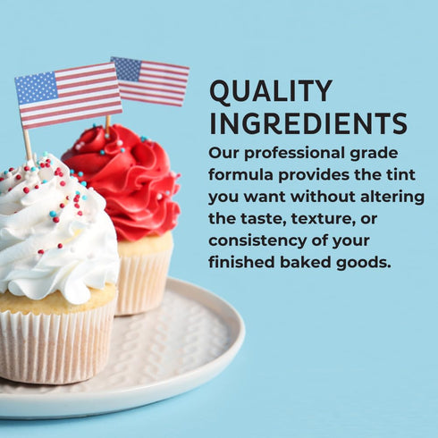 4-Bottle Set 0.70 oz Chefmaster of Patriotic Liqua-Gel Food Coloring, Vibrant Colors, Professional-Grade Dye for Icing