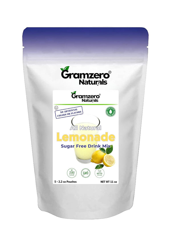 GramZero All Natural Lemonade Sugar Free Drink Mix Sports Pack, Great For