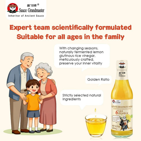 Sauce Grandmaster Glutinous Rice Lemon Balsamic Vinegar - Double Freshness of Natural Lemon & Smooth Vinegar, Naturally