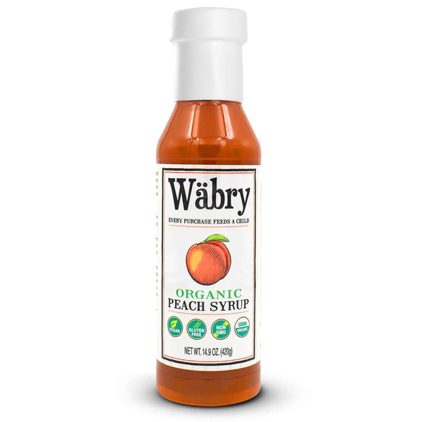 Waebry Organic Peach Syrup 14.9oz (420g), Natural Fruit Syrups for Drinks, Pancakes,