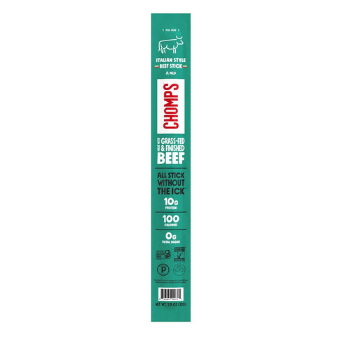 Chomps Italian Style Grass-Fed Beef Stick, 1.15 oz, Keto, Paleo, Whole30, Sugar