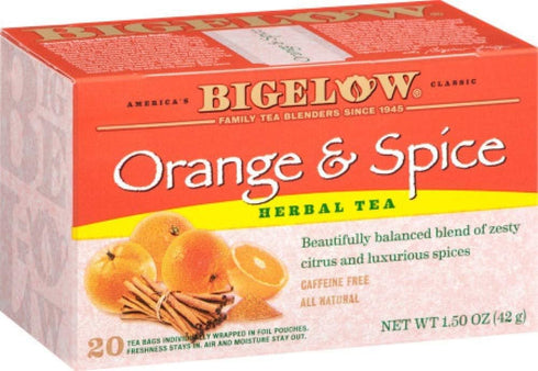 Bigelows Tea Orange & Spice, Herbal Tea, Caffeine Free 20 Count (2 Pack)