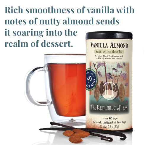 50 The Republic of Tea - Vanilla Almond Black Tea, Tea Bags, Unique Blend Of Vanilla And Almond Tea
