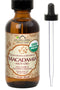 US Organic Macadamia Nut Oil Unrefined Virgin, Pure & Natural, Cold Pressed, 2 oz in Amber Glass Bottle with Dropper