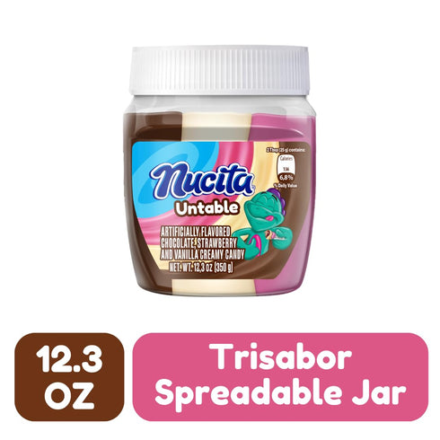 10.6 Oz Pack 1 Nucita Trisabor Spreadable, Creamy Candy Chocolate, Vanilla and Strawberry, Jar