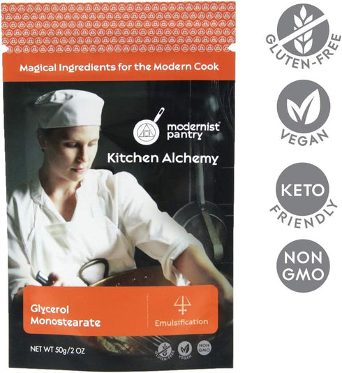 Modernist Pantry Glycerol Monostearate (GMS) ? Non-GMO Gluten-Free Vegan - 50g/2oz