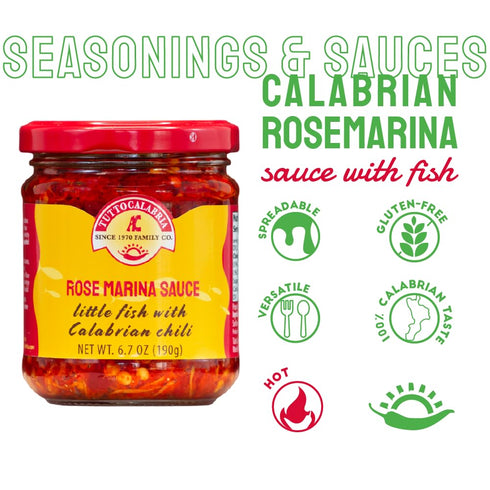 6.7oz (190 TUTTOCALABRIA TuttoCalabria, Rose Marina Sauce, gr), Spicy Calabrian baby fish, Traditional recipe with EVO
