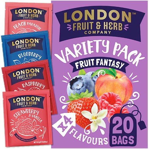 LONDON F&H COMPANY London Fruit & Herb Fruit Fantasy Teabags - Blueberry, Raspberry, Strawberry &