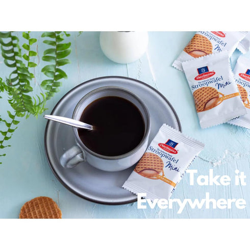ATREVO 30 Count, Stroopwafel Caramel Mini Individually Wrapped Dutch Waffle Cookies, Holiday Office Snacks, Coworker