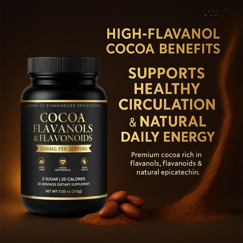 WOVOEO 7.05 oz High-Flavanol Cocoa Powder Supplement Rich in Natural Cocoa Flavonoids & Epicatechin Blend, Vegan