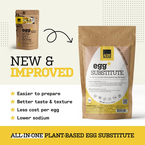 3 (1 pack (5.6 oz)) AcreMade Plant-Based Egg Substitute, Dry Powder, Shelf Stable, Vegan, Gluten Free, Soy-Free, Low