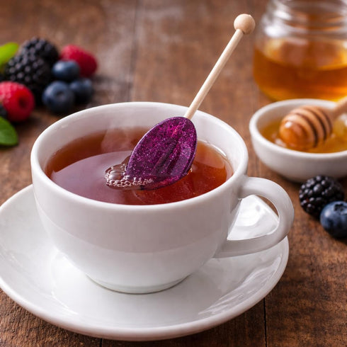 5ct Blackberry Honey Spoons - Tea & Beverage Stirrers - Made With Real Honey - Single Bag
