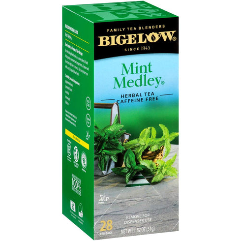 28-Count (Pack 1) Bigelow Mint Medley Herbal Tea Bags Box of Mint Tea Bags Peppermint & Spearmint Herbal Tea All