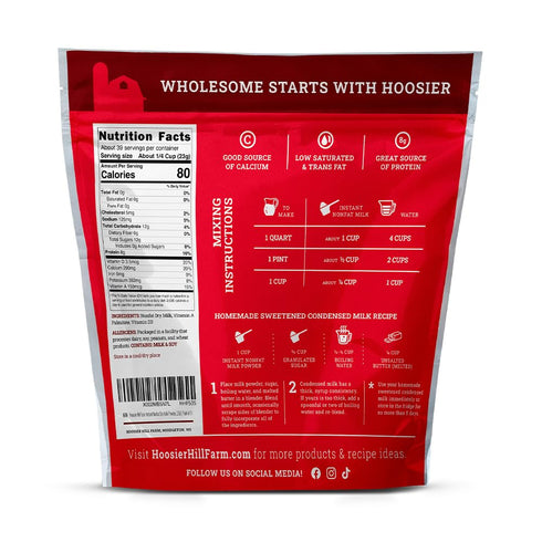2LB (Pack 1) Hoosier Hill Farm Instant Nonfat Dry Milk Powder