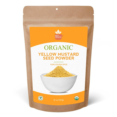 SPICY ORGANIC Ground Yellow Mustard Seeds Powder-16 Oz. Certified USDA Organic -