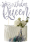 Handmade Glitter Queen Birthday Cake Topper, Happy Birthday Bunting Decor, Party Decoration Supplies (Silver)