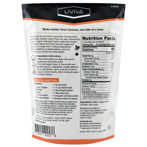2 (36.67 oz) LIVIVA Shirataki Konjac Fettuccine Noodle Pk Diabetic-Friendly Low Carb, Low Calorie Pasta Noodles Ready