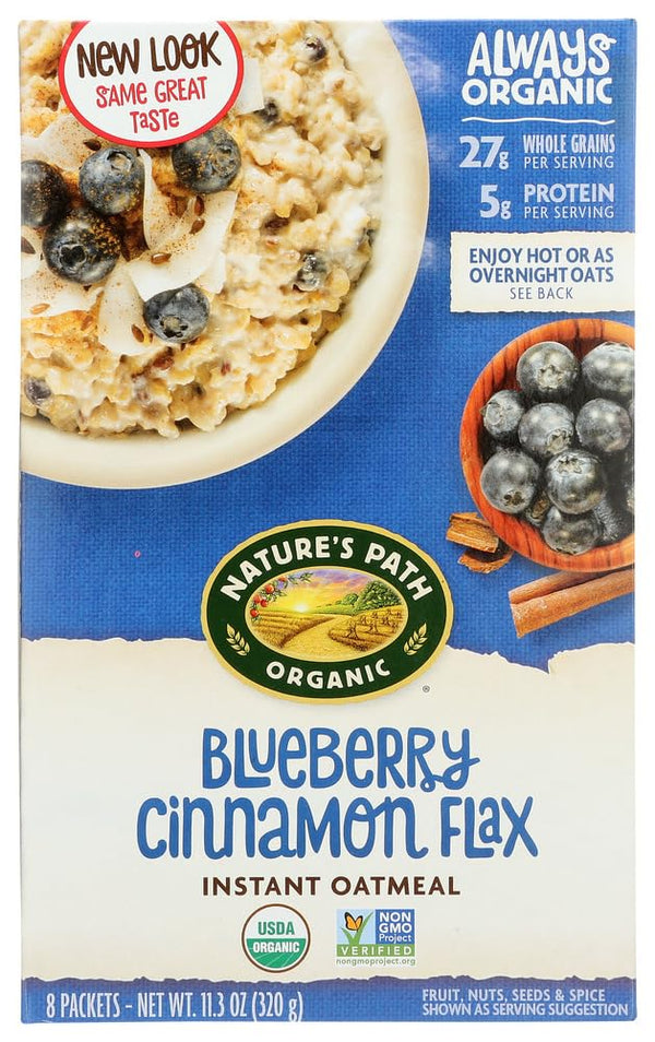Nature's Path Organic Instant Hot Oatmeal, Optimum Cinnamon, Blueberry, Flaxseed 1.4 oz(Pack