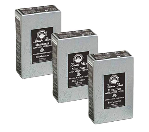 Ramon Pena Canned Mussels in Pickled Sauce | 16/20 Mussels Per Tin | Silver