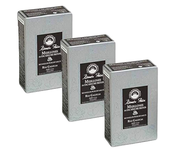 Ramon Pena Canned Mussels in Pickled Sauce | 16/20 Mussels Per Tin | Silver