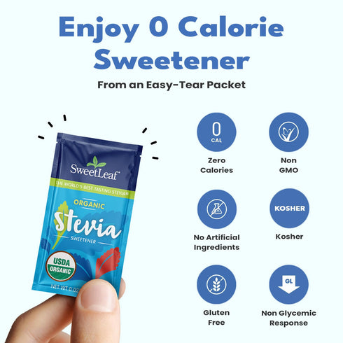 SweetLeaf Organic Stevia Packets, 70 Count (Pack of 2) - Zero Calorie Sugar Substitute for Keto Coffee, Non-GMO