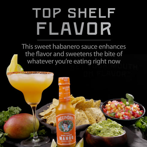 Melinda’s Mango Habanero Hot Sauce - Sweet & Mild, Made with Fresh Ingredients, 5oz, 4 Pack