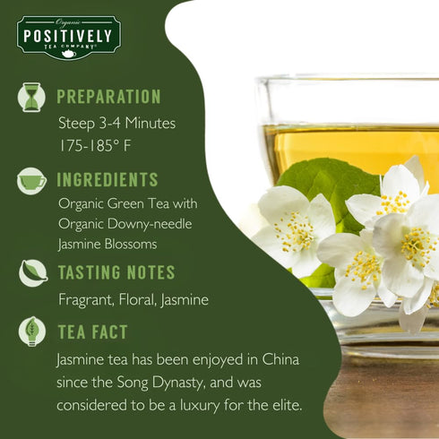 16 Organic Positively Tea Company, Jasmine Green Tea, Loose Leaf, Ounce